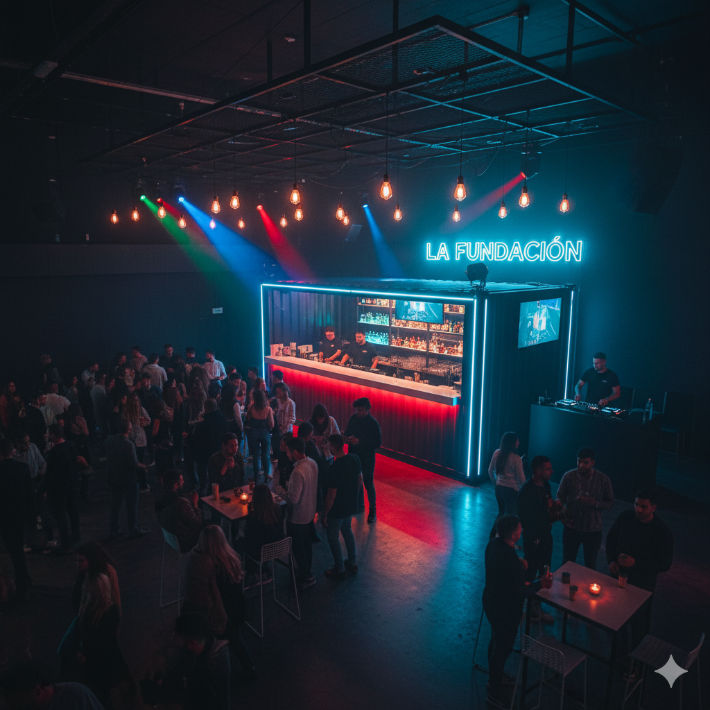 Ambiente de club moderno con luces y barra